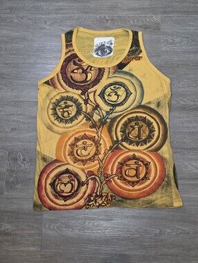 Mirror Tank Top Mens Sz XL Graphic Chakra Ohm Print Symbol Y2K??